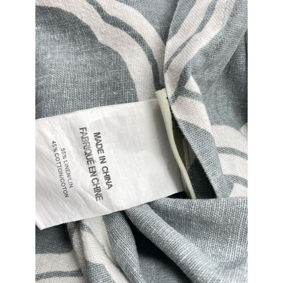 POTTERY BARN Kendra Trellis Blue White King Pillow Sham Cotton Linen Blend - Picture 4 of 5